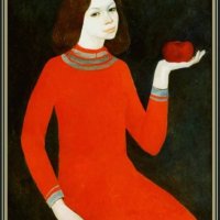 «Автопортрет с яблоком». 1971 г., 90х70, холст, масло.