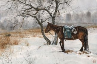 Зимнее счастье. Бумага, акварель, 56Х38.