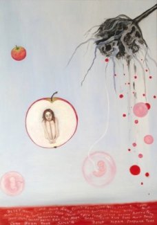 «Яблоко от яблони...», оммаж Рене Магритту, третья панель триптиха «И на Марсе будут яблони цвести». Масло, холст, 90 х 70 см.